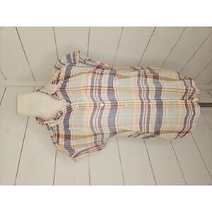 American Eagle Outfitters medium pink white & blue plaid lightweight shirt